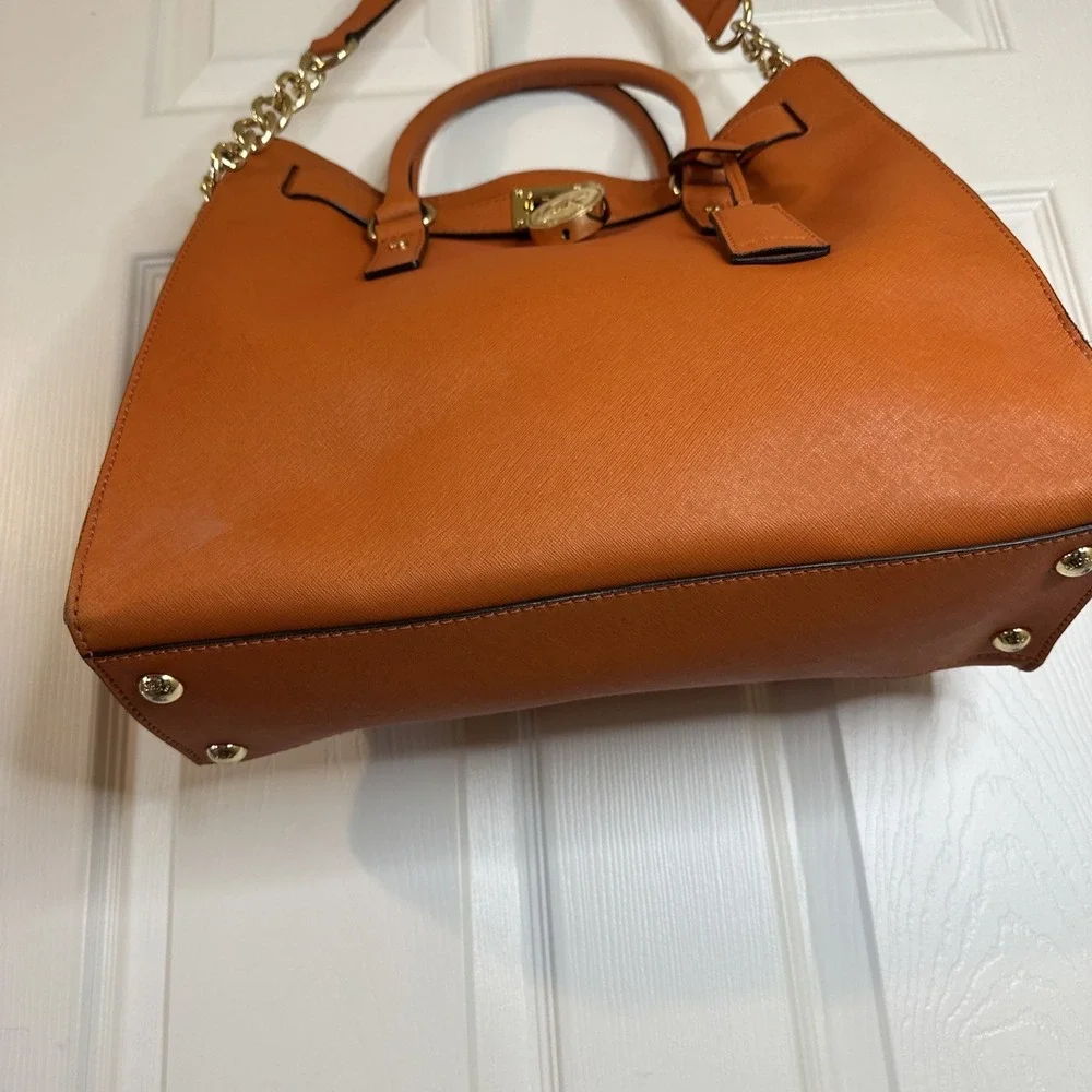 Michael Michael Kors Orange Leather Hamilton Large Tote Bag 14